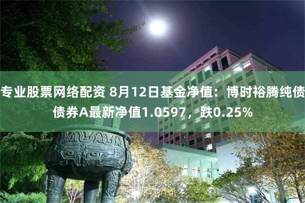 专业股票网络配资 8月12日基金净值：博时裕腾纯债债券A最新净值1.0597，跌0.25%