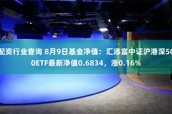 配资行业查询 8月9日基金净值：汇添富中证沪港深500ETF最新净值0.6834，涨0.16%