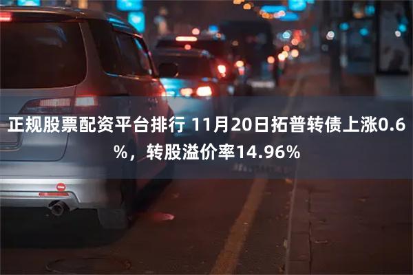 正规股票配资平台排行 11月20日拓普转债上涨0.6%，转股溢价率14.96%