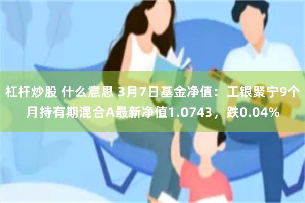 杠杆炒股 什么意思 3月7日基金净值：工银聚宁9个月持有期混合A最新净值1.0743，跌0.04%